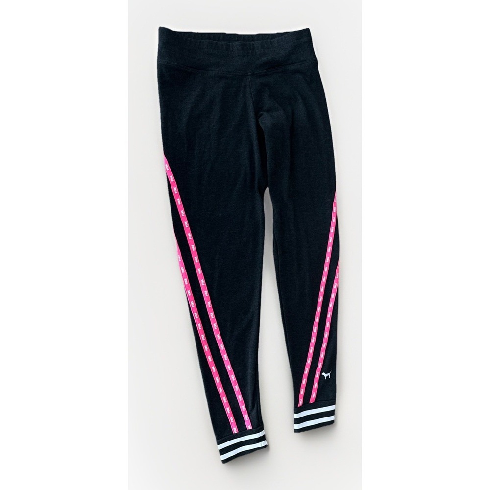 Victoria's Secret Pink Yoga Campus Leggings, NWT, Gray & Pink Stripe Size S